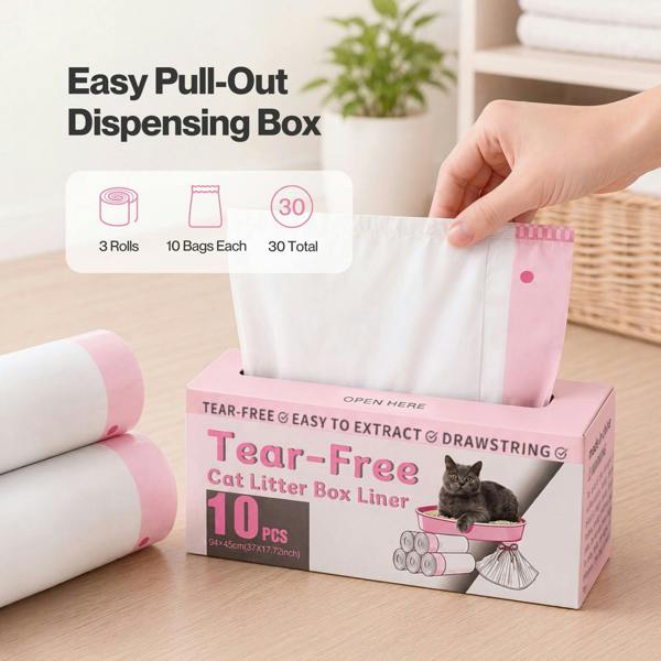 Skylos Cat Litter Bags Auto Scoop Bin Liners Heavy Duty Drawstring 30/40/120 Pack