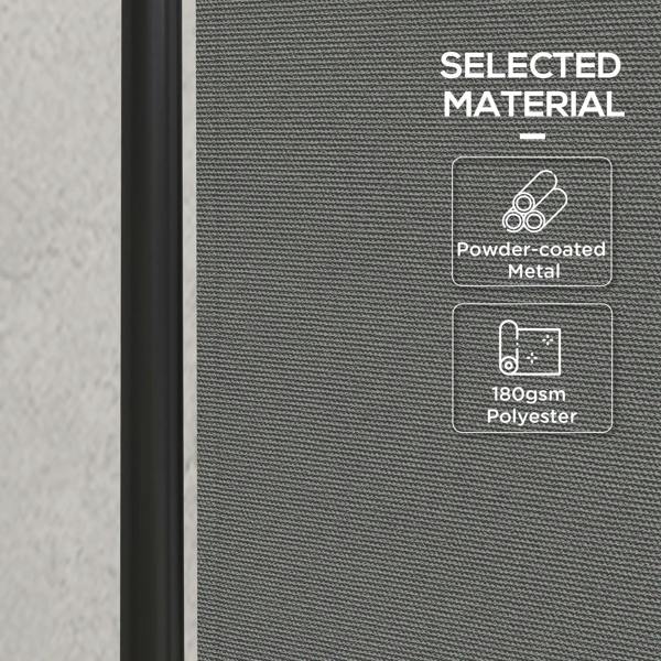 Dark grey polyester privacy mesh panel with powder-coated metal frame