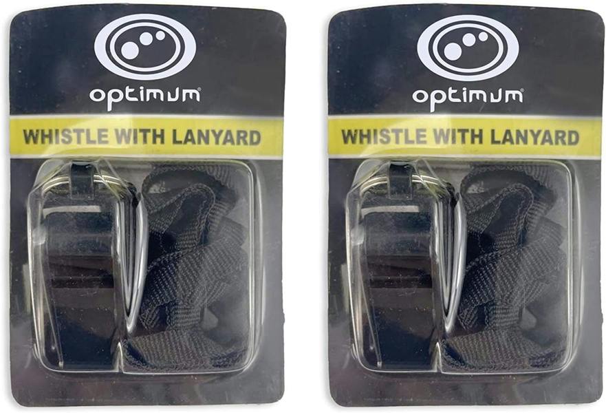 Plastic Sports Whistles with Lanyard – Pack of 2 - Optimum