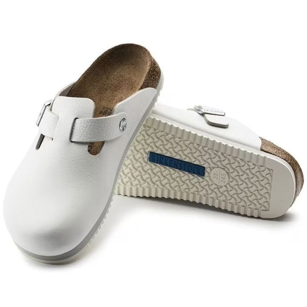 Birkenstock Boston Super Grip Natural Leather - White - Daley Footwear