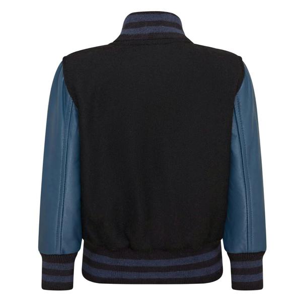 Infinity Leather Kids Wool Varsity Bomber Jacket with Real Leather Sleeves 3-13 yrs