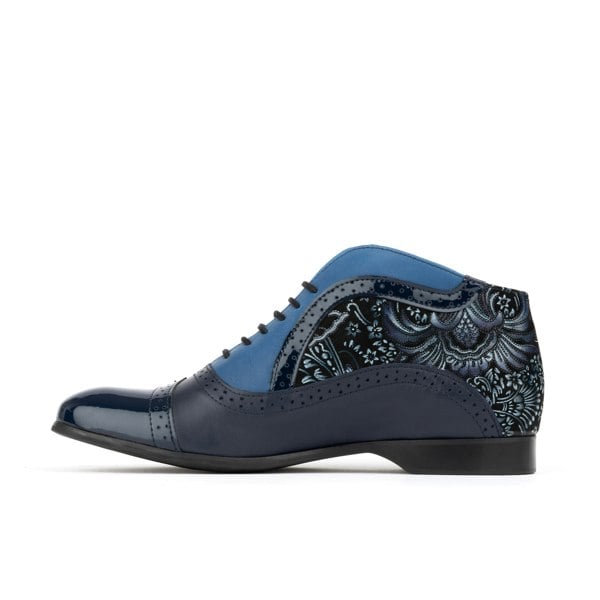 Embassy London Jasmine - Navy Multi - Women's blue leather oxford ankle boot in brogue