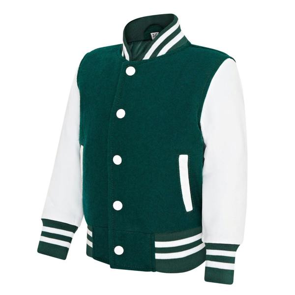 Infinity Leather Kids Wool Varsity Bomber Jacket with Real Leather Sleeves 3-13 yrs