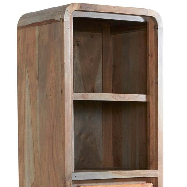 Wyld Haus Los Angeles Reclaimed Wood and Metal Narrow Bookcase 1 Drawer 2 Shelves