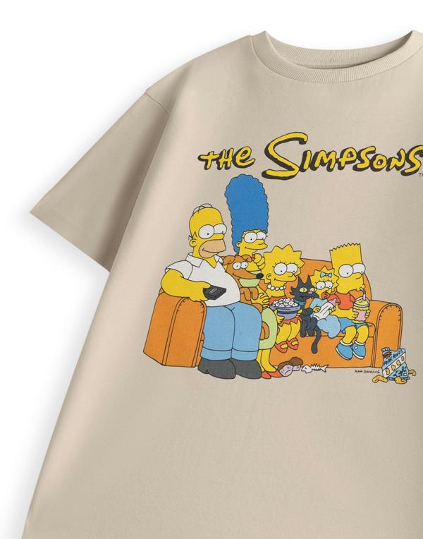 The Simpsons Unisex Kids Beige Couch Short Sleeved T-Shirt
