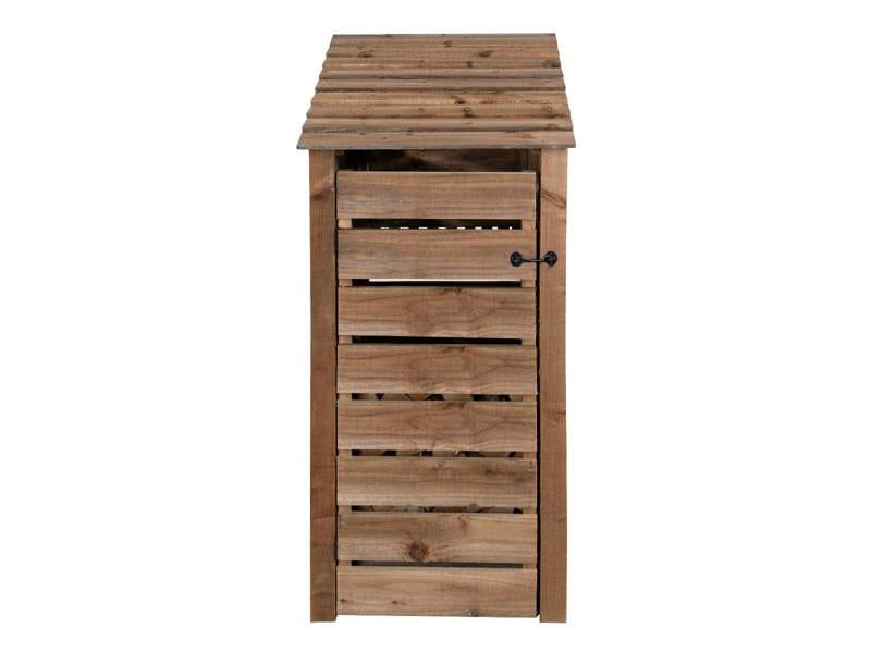 Arbor Garden Solutions Slatted Wooden Log Store With Door W-79cm, H-126cm or 180cm, D-88cm - Brown Finish