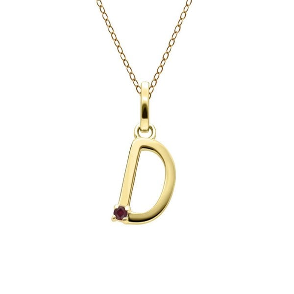 Gemondo Initial Ruby Letter Necklace In 9ct Yellow Gold