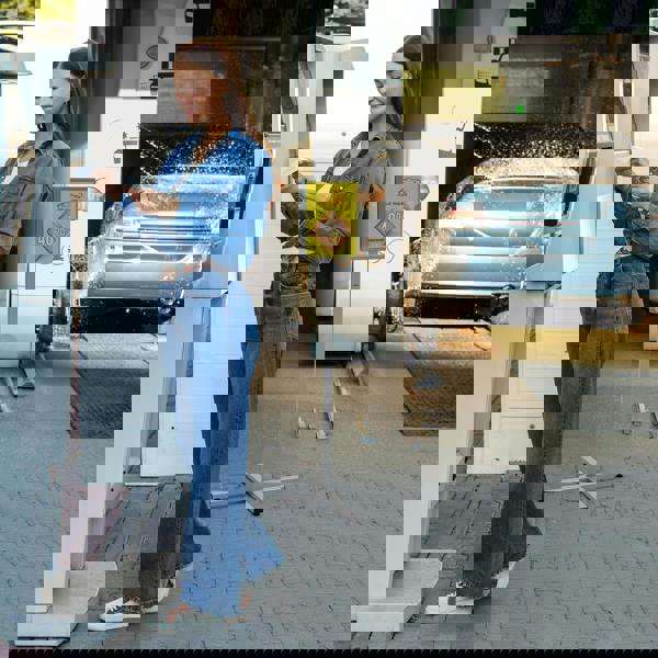 Durable INFO STAND OUTDOOR Stainless Steel Floor Sign | A4 Display Panel | Grey