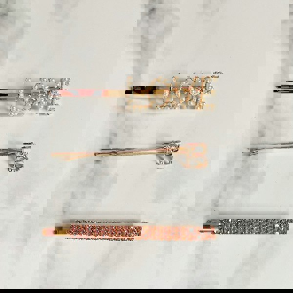 personalised hair clip gift set initial love