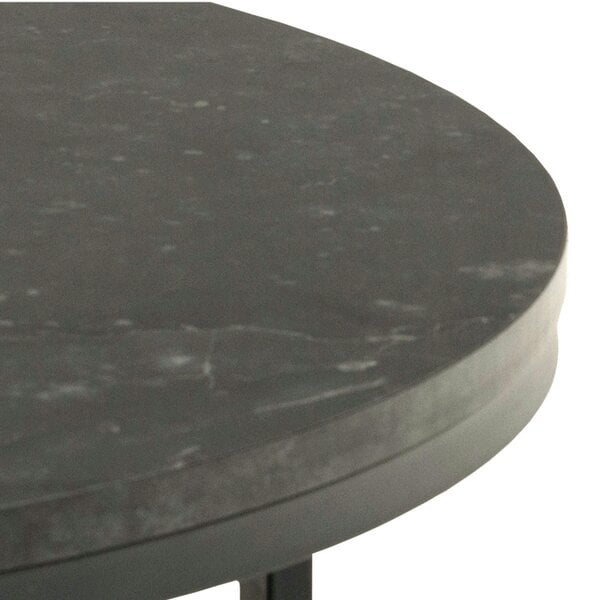 Wyld Haus Odense Round Black Marble Effect Coffee Table Black Metal Legs