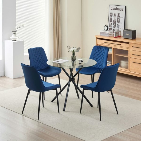 Indoor Living New York Dining Table with 4 Amelia Velvet Chairs