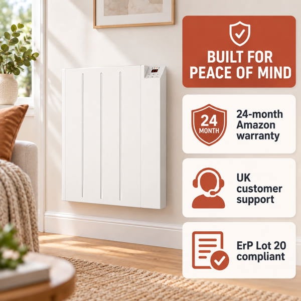 MYLEK Electric Radiator Panel Heater WIFI Smart APP Eco 600W Bathroom Safe Wall Mounted Timer Thermostat
