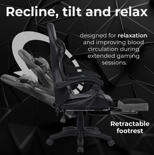 Neo Black PU Leather Gaming Chair with Footrest