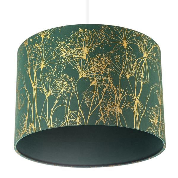 Deep Emerald Forest Green Lamp Shade with Botanical Gold Foil Print Image 5