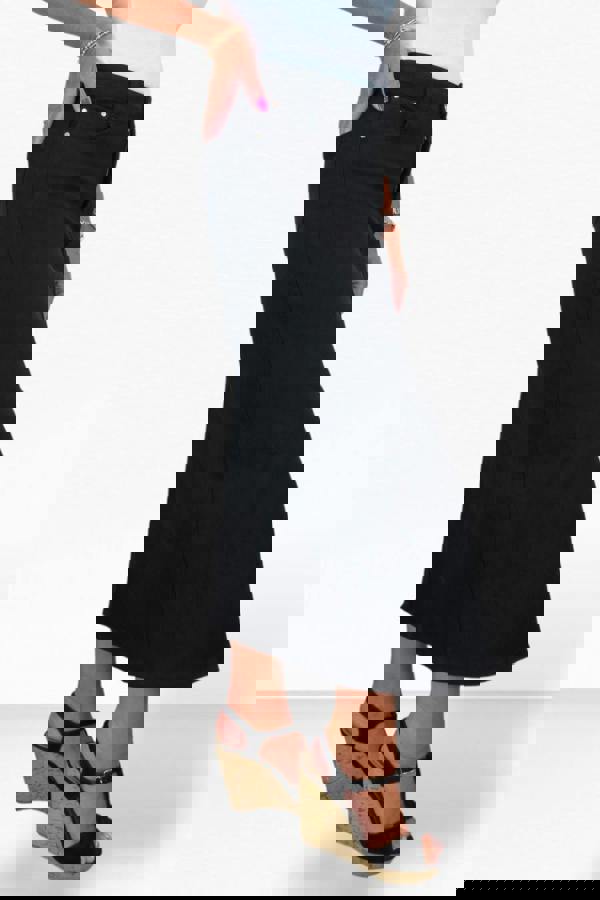 Paulo Due Women's Front Split Maxi Skirt Stretch Twill