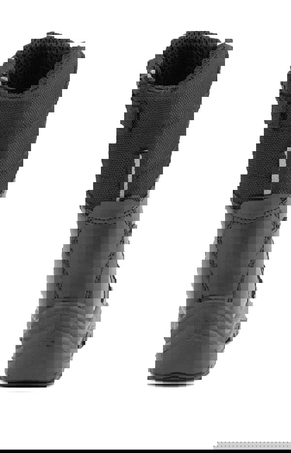 ARMA Warrior Mens Side Zip Combat Steel Toe/Midsole S3 Safety Boots, front view showing the black durable leather and textile construction with side zipper for easy wear.