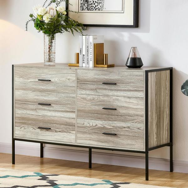 Vida Designs Brooklyn 6 Drawer Chest, Dark Wood