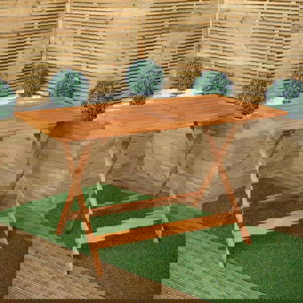 Samuel Alexander Outdoor 4 Person Rectangular Wooden Garden Dining Table with 2 Benches