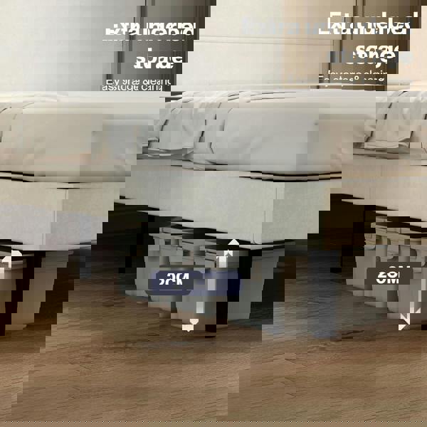 Levede Double Bed Frame with Upholstered Headboard Velvet Foam White Fabric