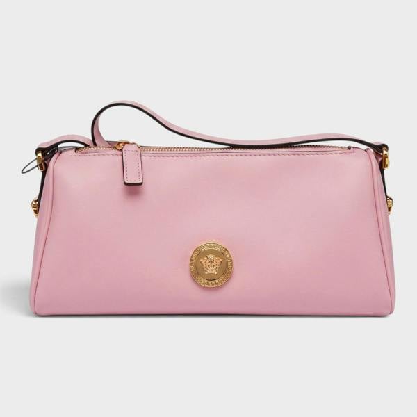 Versace Medusa Leather Shoulder Bag Gold Pink