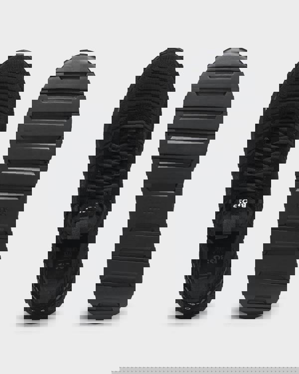 BOSS Orange Titanium_Runn Mens Structured-Knit Sock Trainers With Branding - Black 001 - CHO - Designer Mens Trainers