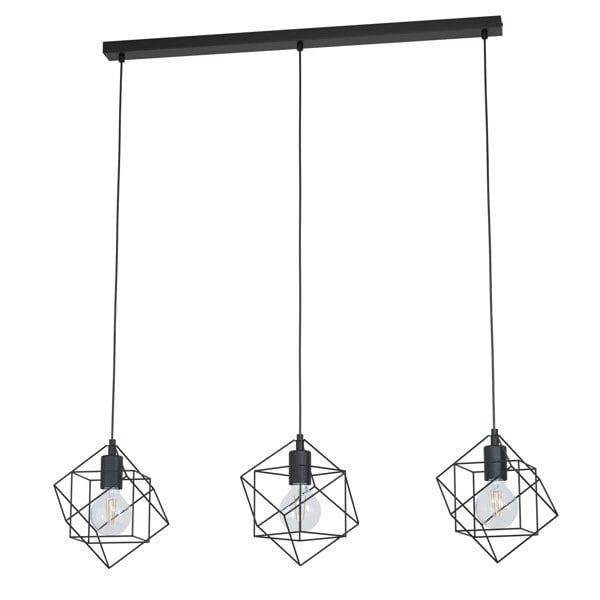 EGLO Straiton Black Steel Modern Geometric 3-Light Pendant