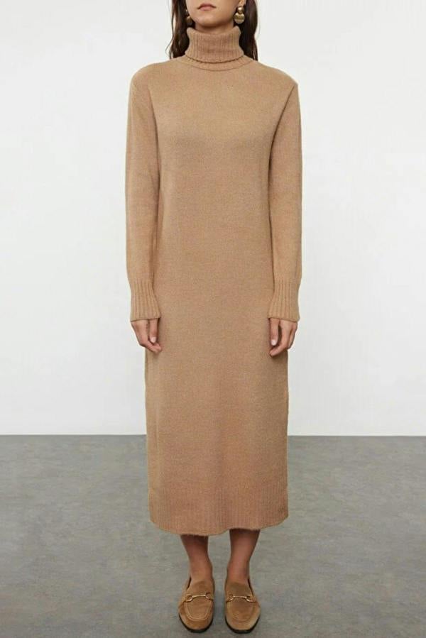 WOVCOR Midi Wide Cut Soft Texture Knit Dress