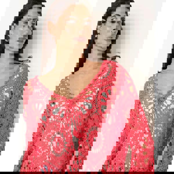 Blue Vanilla Long-Sleeved Crochet Cardigan