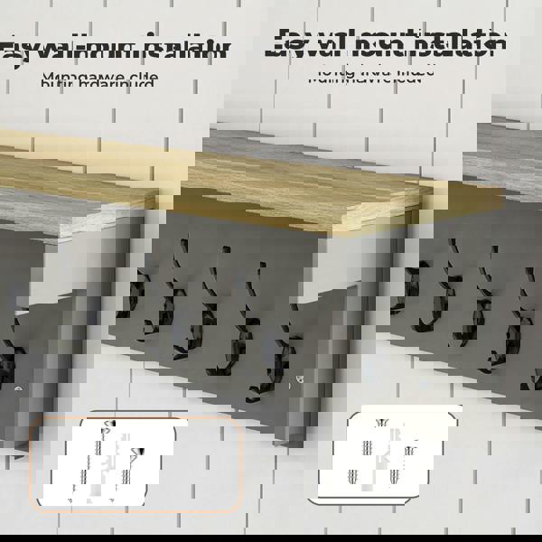 Levede Coat Rack Wall Mounted 7 Double Hooks Wood Entryway Hallway Storage Shelf