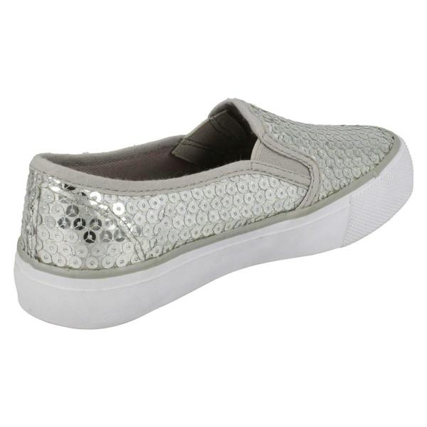 Spot On Girls Spot On Flat Casual Slip On Sequined Shoes