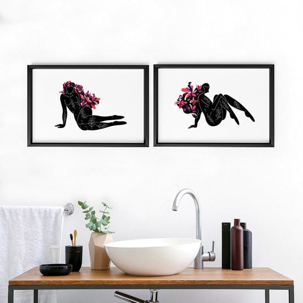 Bathroom framed art | set of 2 unique wall art