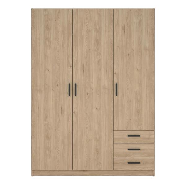 Furniture To Go Sprint Wardrobe with 3 Doors + 3 Drawers in Jackson Hickory