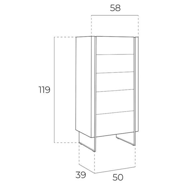 Angel Cerdá Chiffonier Walnut and Tempered Glass 7041