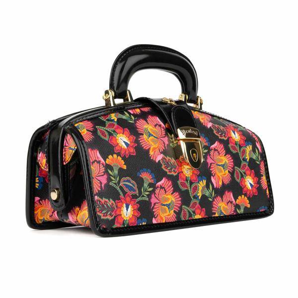 Embassy London Gazelle - Red Flowers - Women’s patent leather top handle & crossbody bag