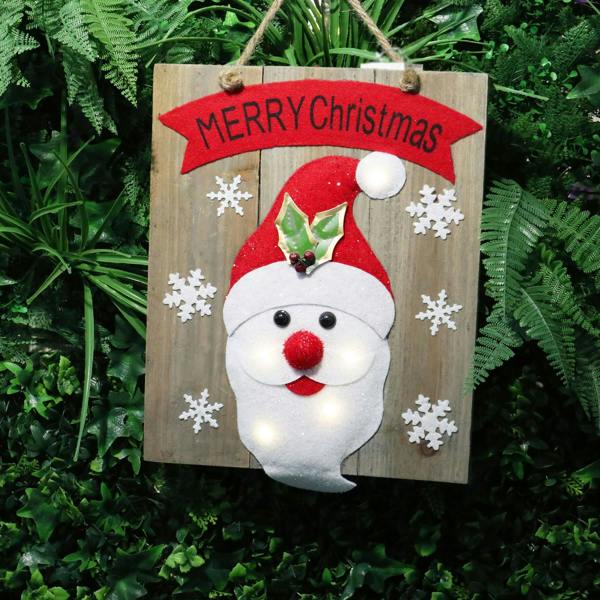 30cm Santa Wooden Frame Wall Decoration with 6 Warm White LED Bulbs image 1