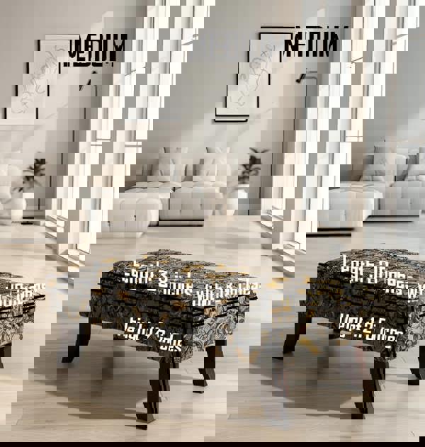 PREMIUM MUSTARD FOLD FLORAL FOOTSTOOL POUFFE FOOTREST TABLE - ISTOOLS