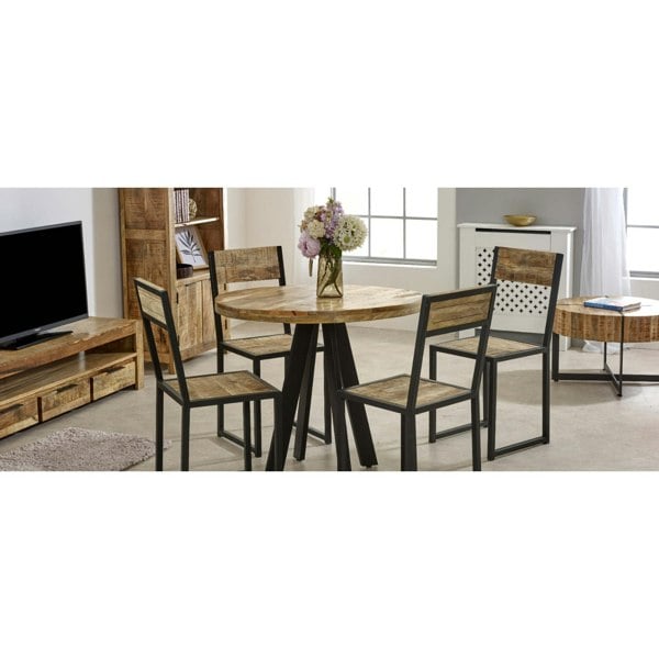 IH Design Valor Mango Wooden 4 Seater Round Dining Table