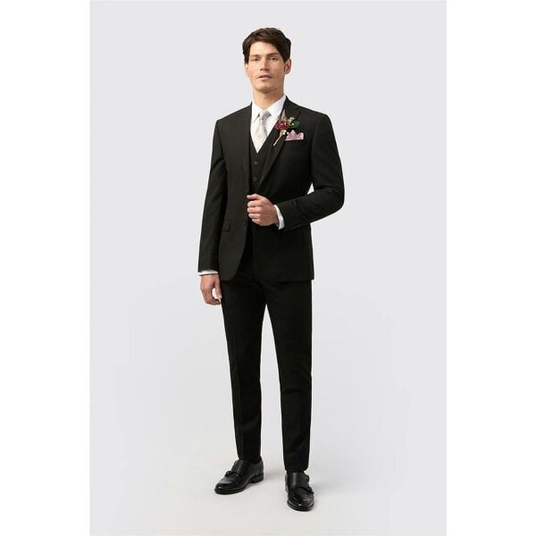 Limehaus Slim Fit Black Stretch Waistcoat