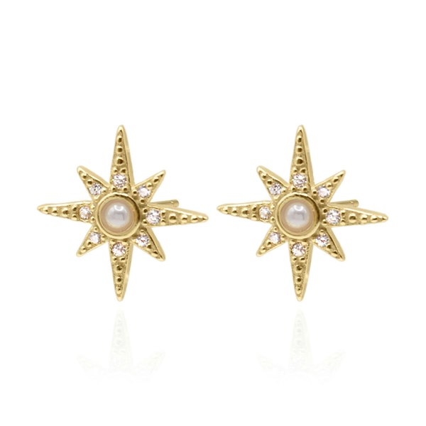 Luna Charles Ursa Birthstone Star Stud Earrings - 18K Gold Plated