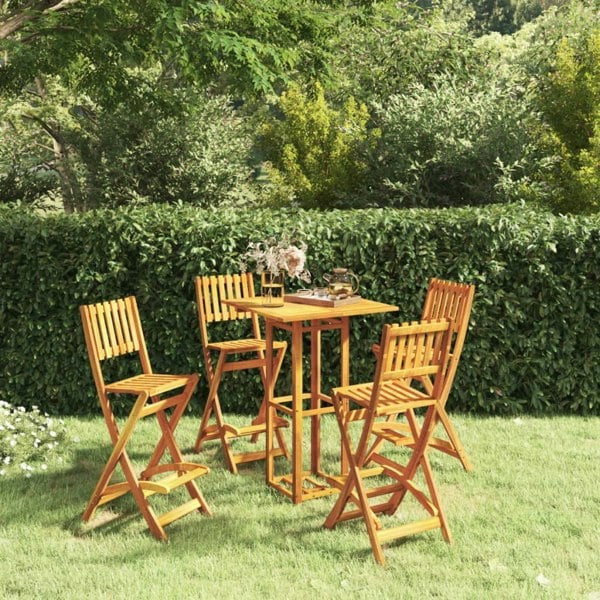 Berkfield 5 Piece Outdoor Bar Set Solid Wood Acacia
