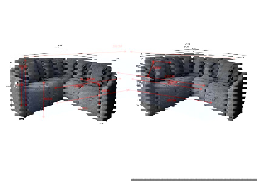 DS Living The Veneto 5 Seater Lounger Sofa in Dark Grey or Cream