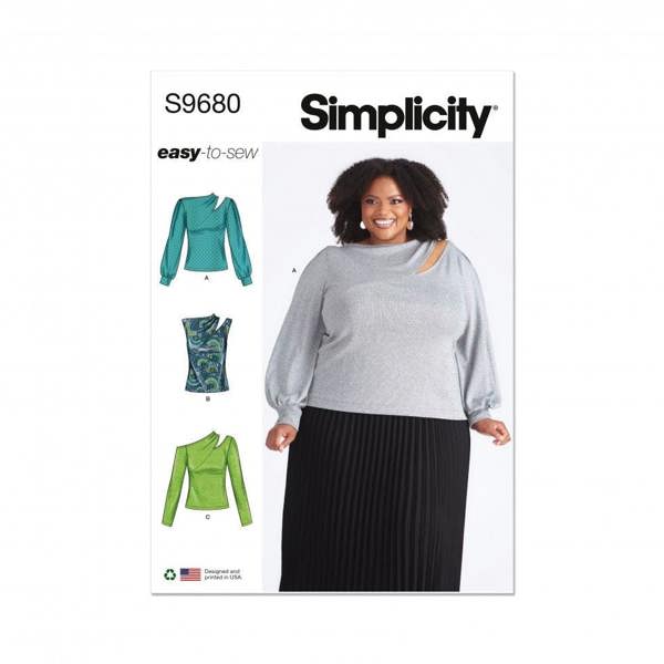 Simplicity Sewing Pattern 9680, Tops for Women, W2 (20W-22W-24W-26W-28W) - Easy