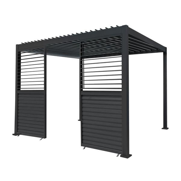 Anthracite aluminum pergola shutter panel, 92cm wide, featuring sleek lines, a modern design, and a textured finish for outdoor elegance