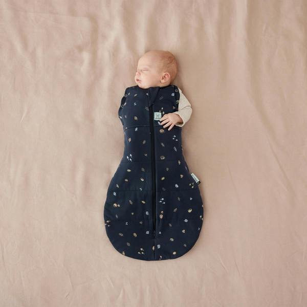 Organic Winter Cocoon Swaddle Sleeping Bag - Navy Blue Hedgehog - 2.5 TOG