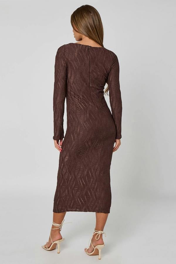 Urban Bliss Textured Cut Out Trim Midi Dress