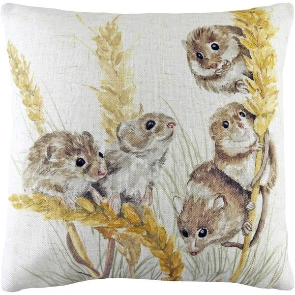 Evans Lichfield Woodland Field Mouse Cushion Cover - Brown/Yellow/Off White