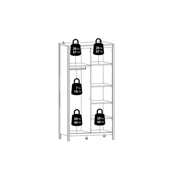 Wyld Haus Wildberry Matt White Wardrobe with 2 Doors Leather Handles