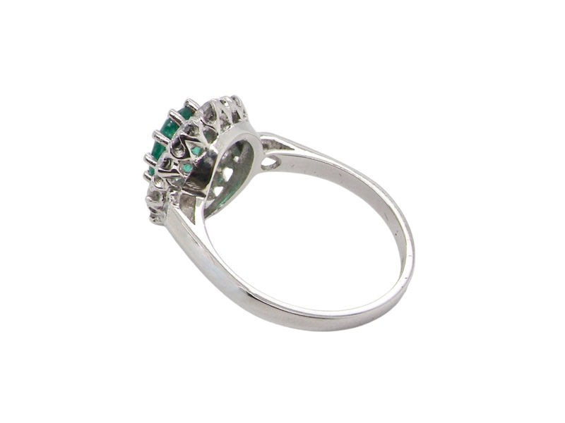 An Emerald and Diamond cluster ring rear view