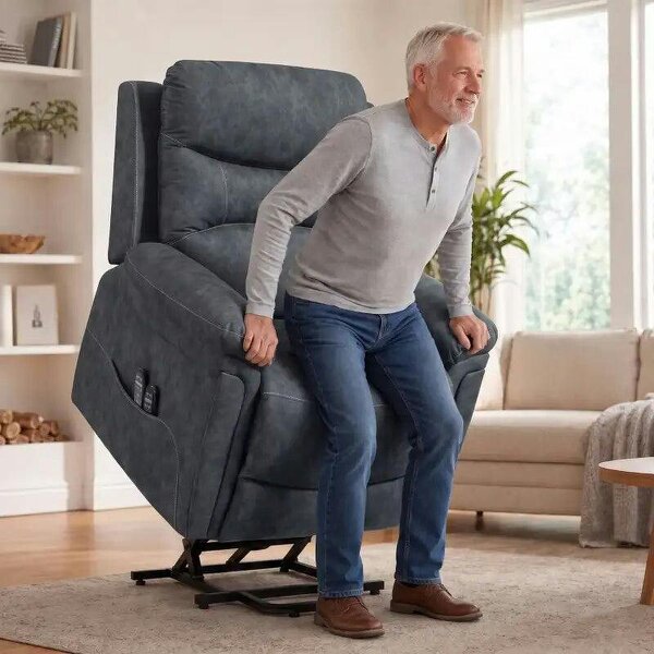Riser Recliner Chair with Massage and Heat, Electric Lift Recliner Armchair for Elderly with Spring Cushion, Grey - Grey