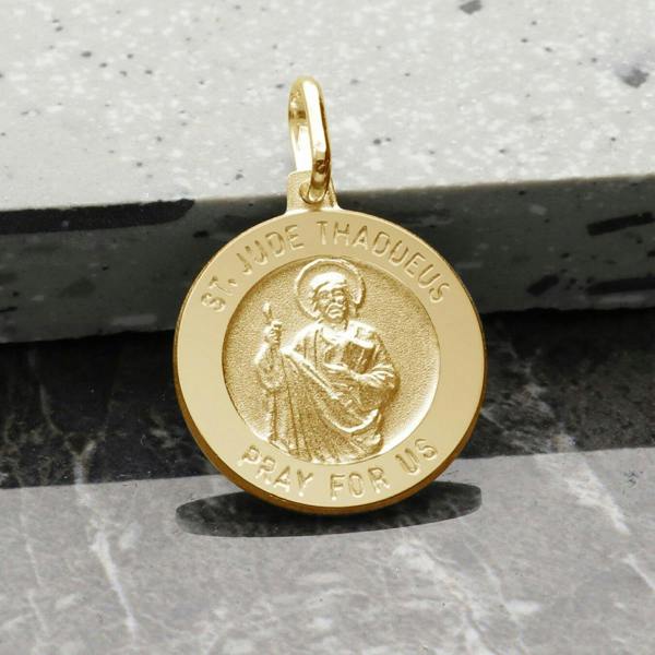 Christopher James of London 9ct Yellow Gold Plated St Jude Thaddeus Medal With Optional Engraving and Chain